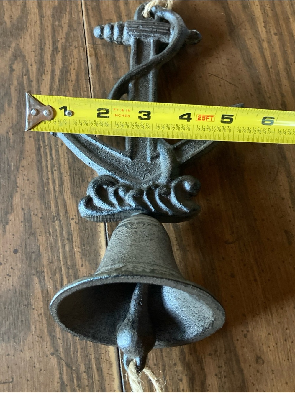 Rustic Anchor Wall Bell - Gray Cast Iron Home Wall Decor nautical beach house